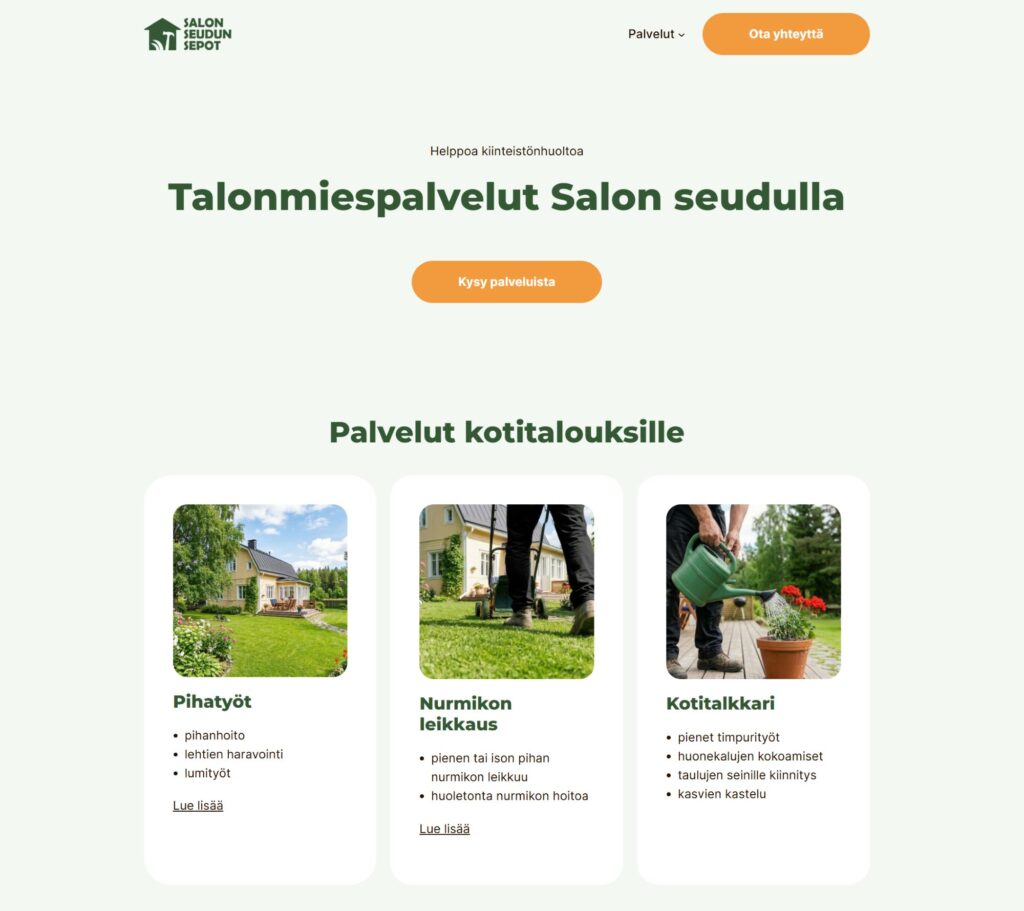 Salon Seudun Sepot - talonmiespalveluiden verkkosivut